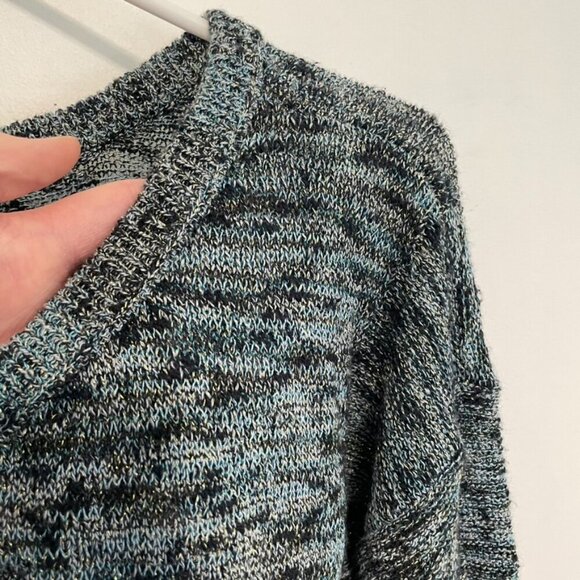 AMERICAN EAGLE Fireside Marled Sweater Blue Navy Blue Gold Metallic Cotton Small - Picture 6 of 16